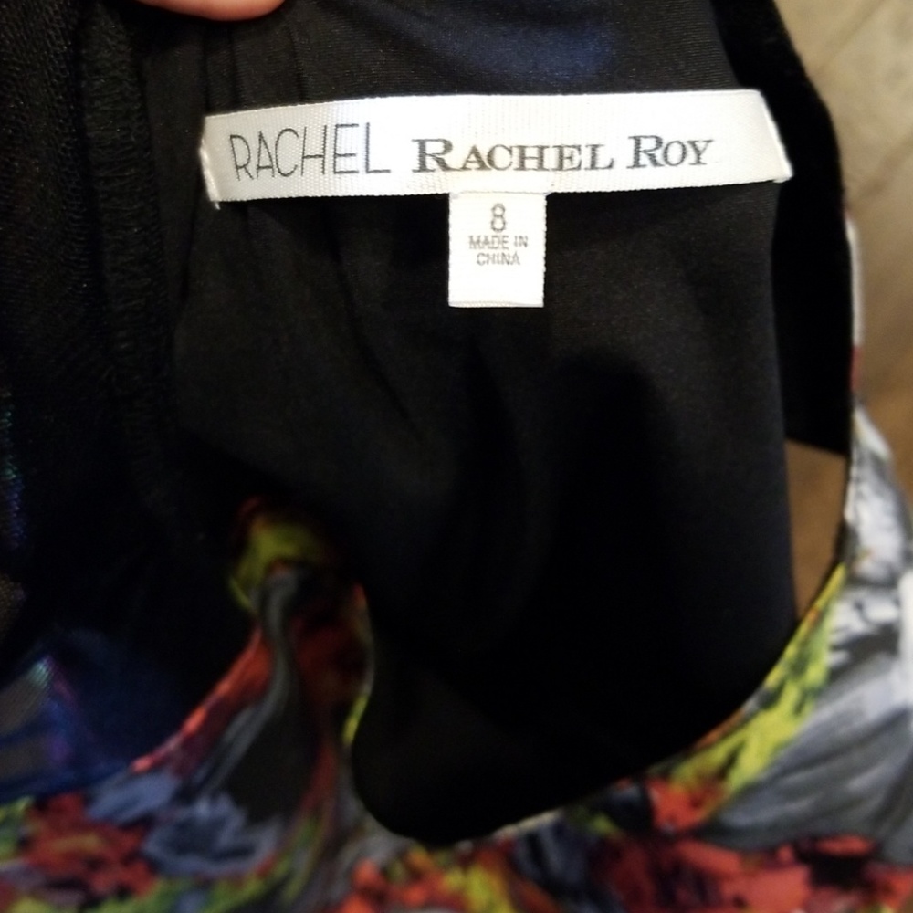 Black Floral Dress mesh cutouts Rachel Roy - Picture 4 of 5